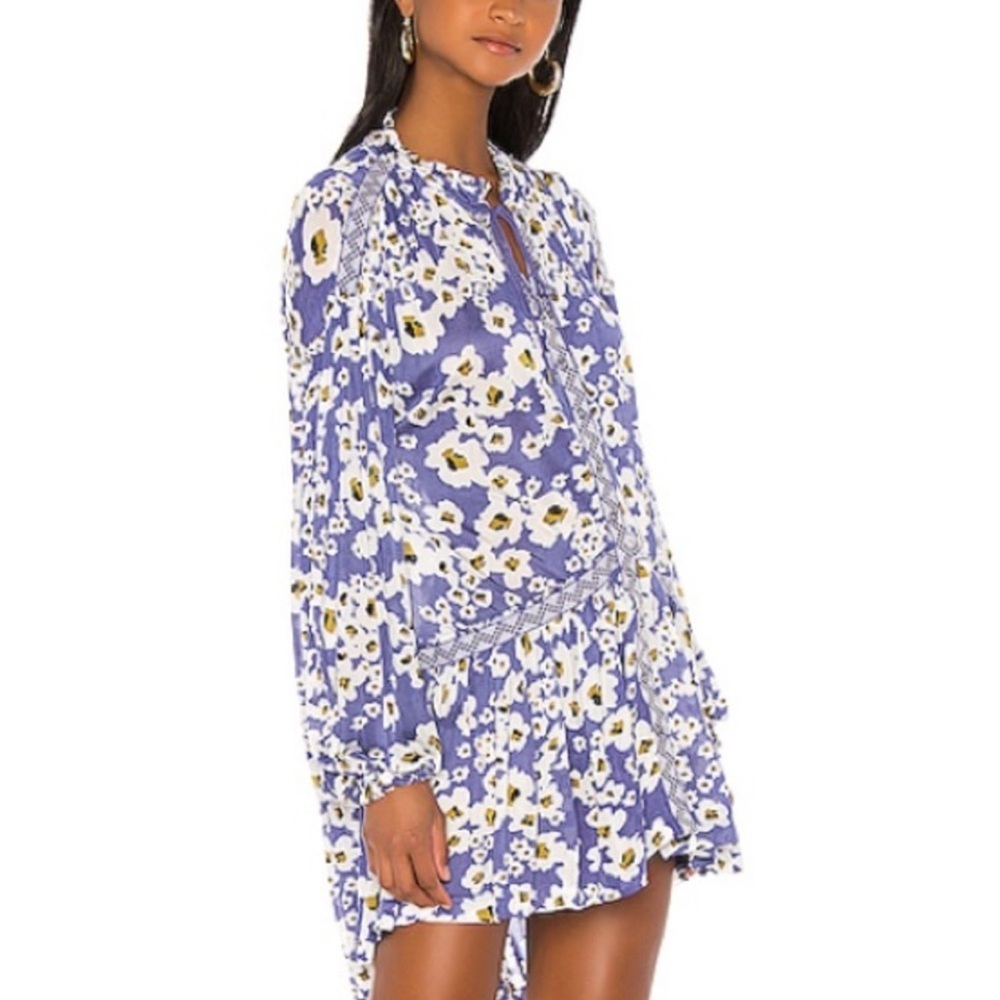 Free People Blue Love Letter Floral Tunic Size S - Picture 3 of 7